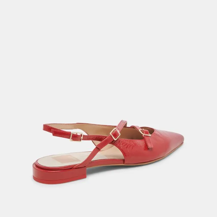 Dolce Vita Pamla Flats Red Crinkle Patent Women Flats and Loafers