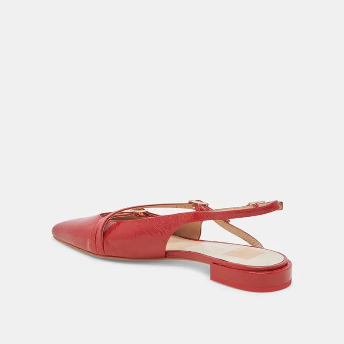Dolce Vita Pamla Flats Red Crinkle Patent Women Flats and Loafers