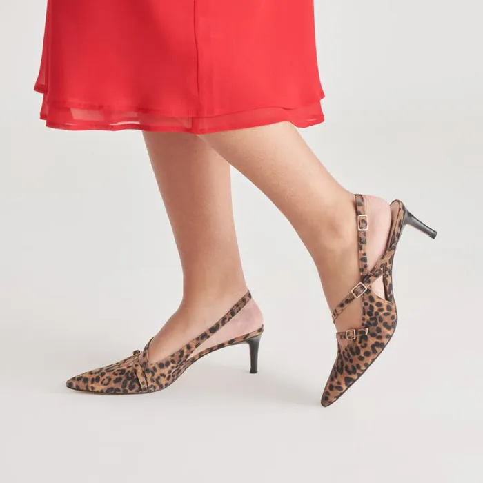 Dolce Vita Pamla Mid Heels Leopard Suede Women Heels