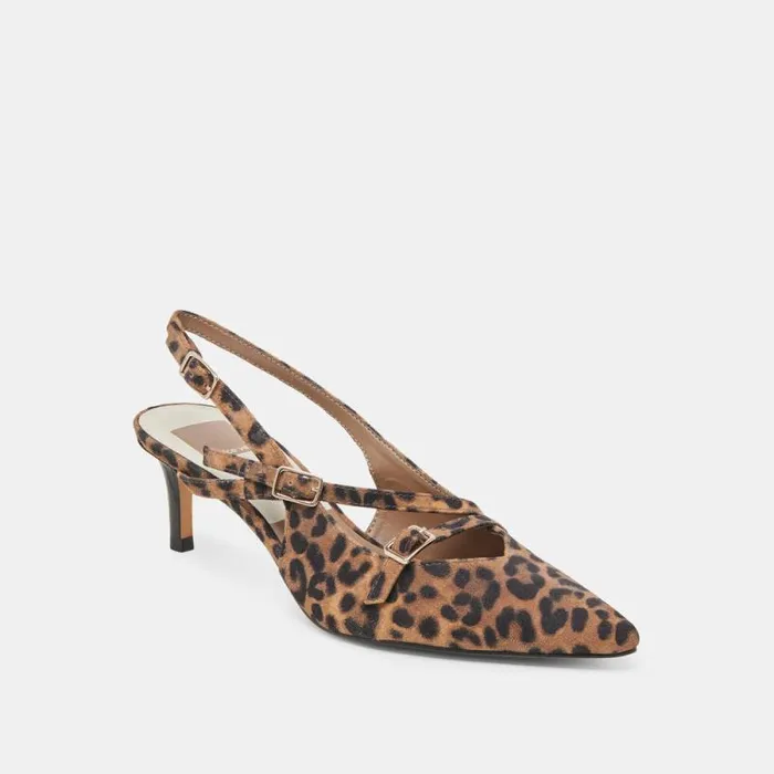 Dolce Vita Pamla Mid Heels Leopard Suede Women Heels