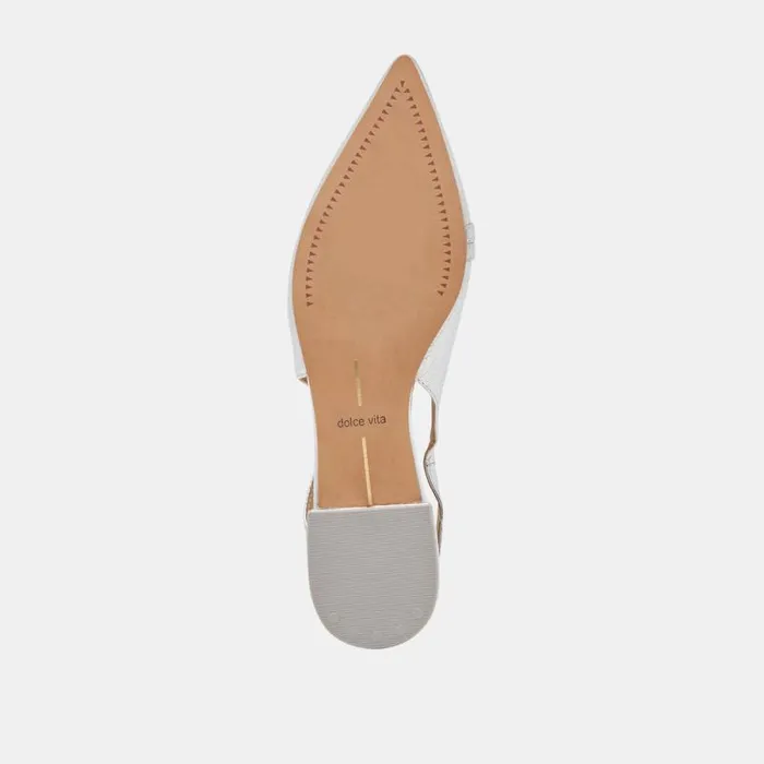 Dolce Vita Pamla Wide Flats Silver Crinkle Patent Women Flats and Loafers