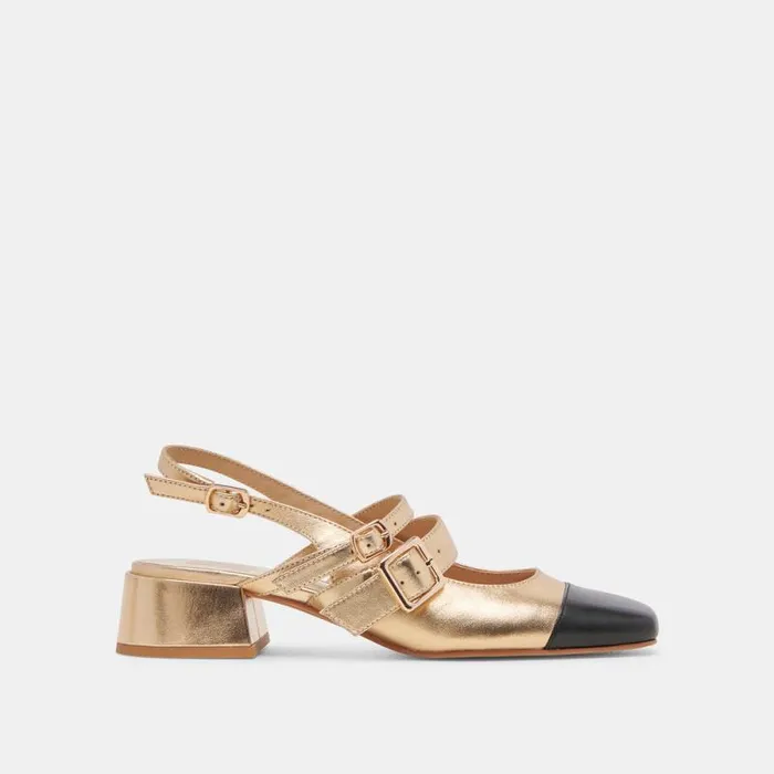 Dolce Vita Patzy Heels Gold Multi Leather Women Heels