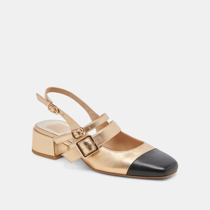 Dolce Vita Patzy Heels Gold Multi Leather Women Heels