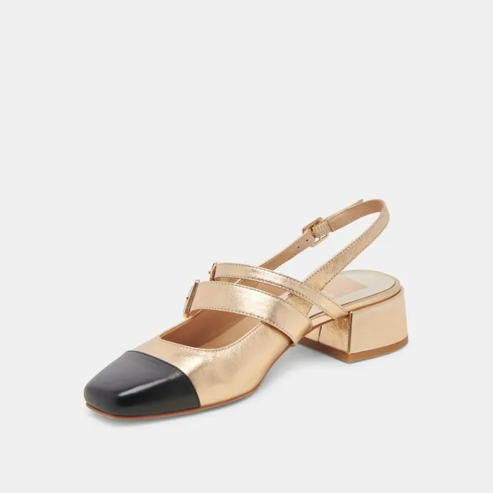 Dolce Vita Patzy Heels Gold Multi Leather Women Heels