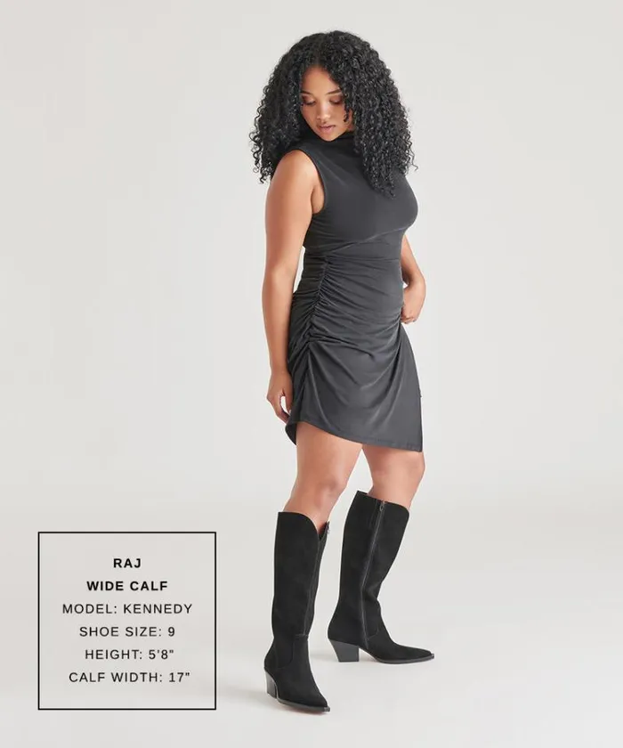 Dolce Vita Raj Wide Calf Boots Onyx Suede Women Boots and Booties