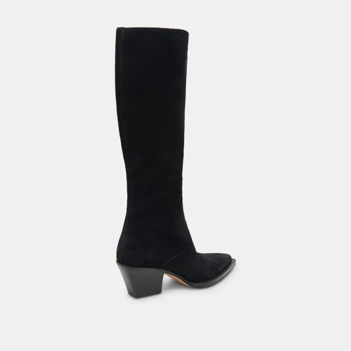 Dolce Vita Raj Wide Calf Boots Onyx Suede Women Boots and Booties