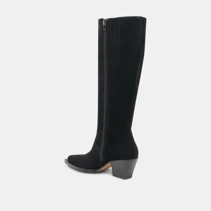 Dolce Vita Raj Wide Calf Boots Onyx Suede Women Boots and Booties