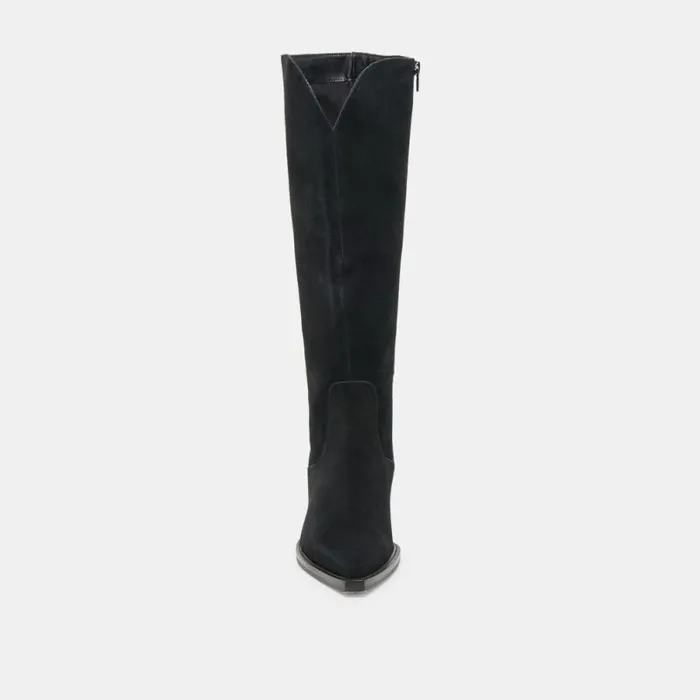 Dolce Vita Raj Wide Calf Boots Onyx Suede Women Boots and Booties