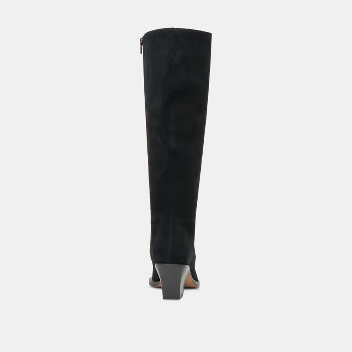 Dolce Vita Raj Wide Calf Boots Onyx Suede Women Boots and Booties
