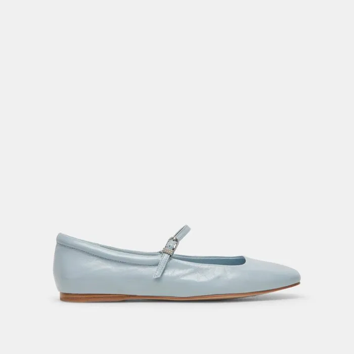 Dolce Vita Reyes Ballet Flats Sky Blue Crinkle Patent Women Flats and Loafers