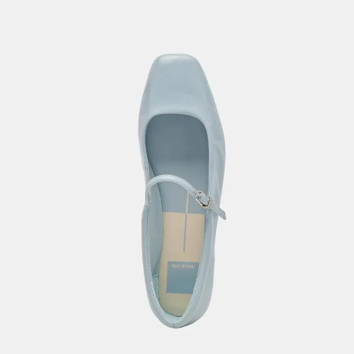 Dolce Vita Reyes Ballet Flats Sky Blue Crinkle Patent Women Flats and Loafers