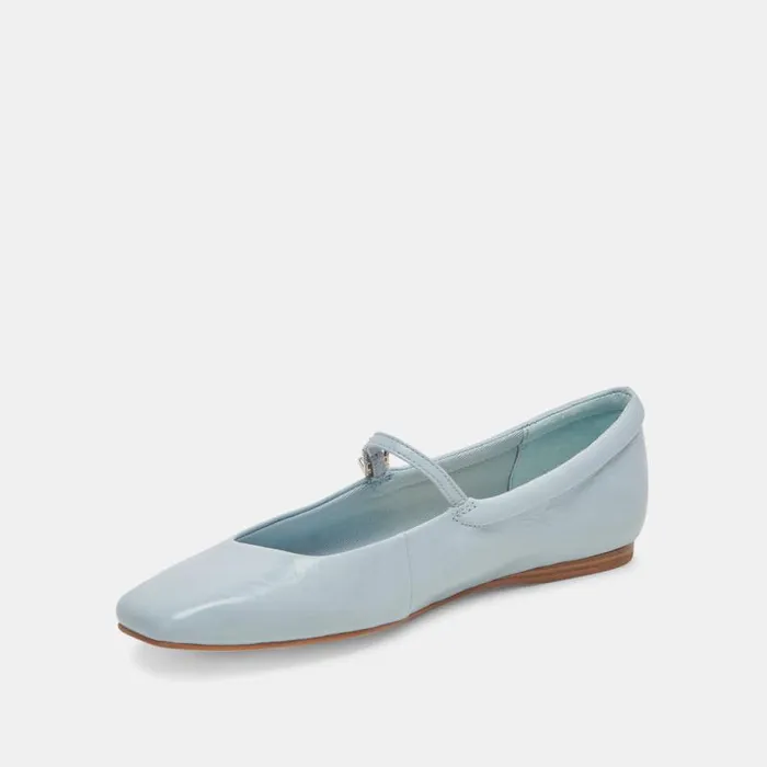 Dolce Vita Reyes Ballet Flats Sky Blue Crinkle Patent Women Flats and Loafers