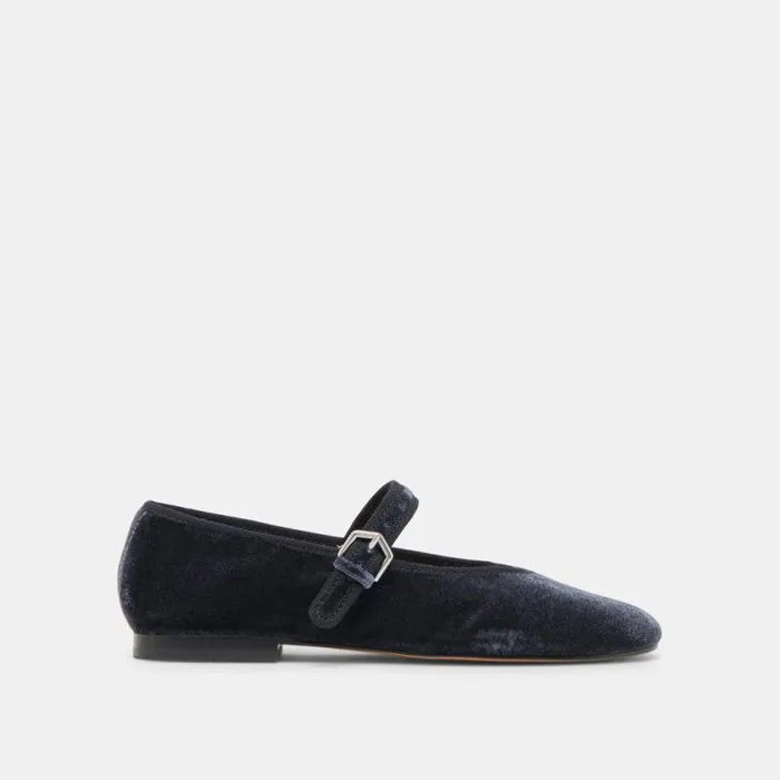 Dolce Vita Roslyn Ballet Flats Dusty Blue Velvet Women Flats and Loafers
