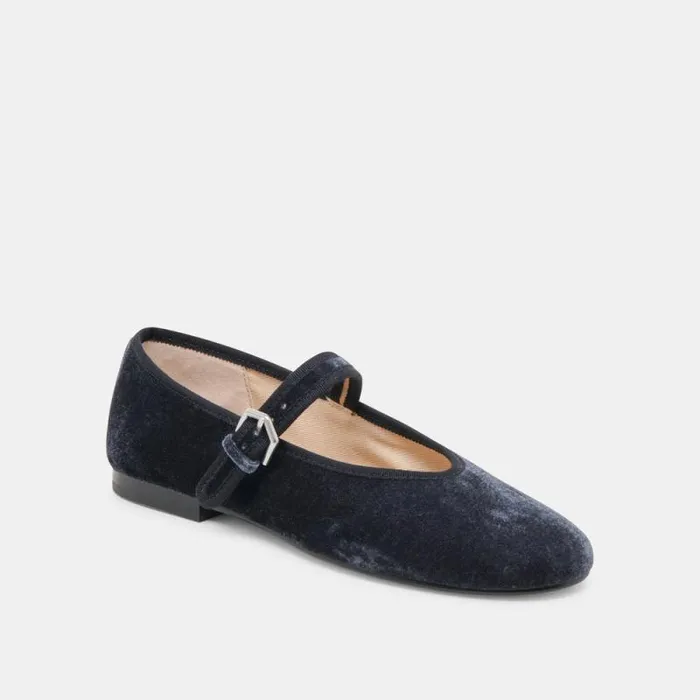 Dolce Vita Roslyn Ballet Flats Dusty Blue Velvet Women Flats and Loafers