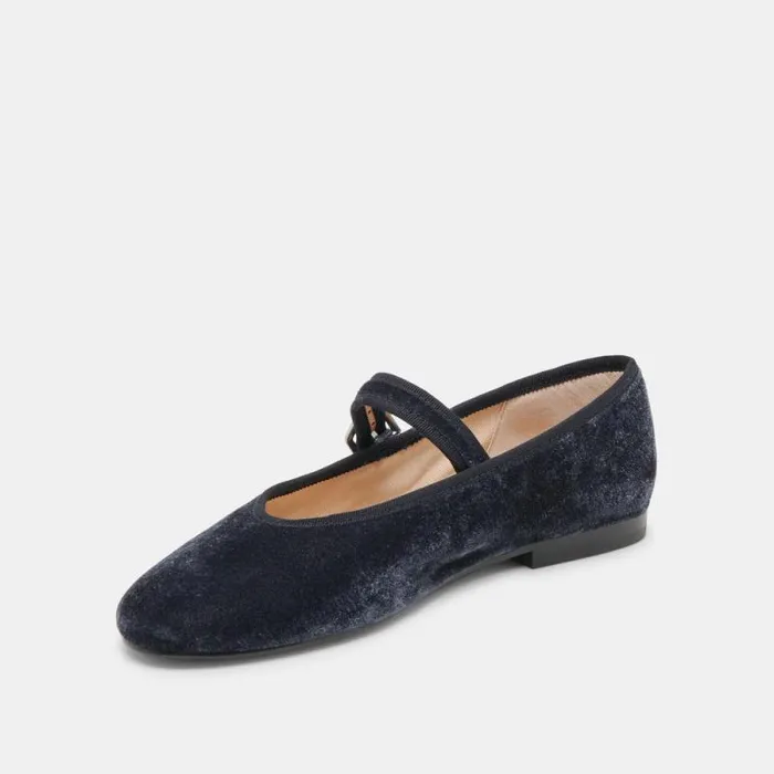 Dolce Vita Roslyn Ballet Flats Dusty Blue Velvet Women Flats and Loafers