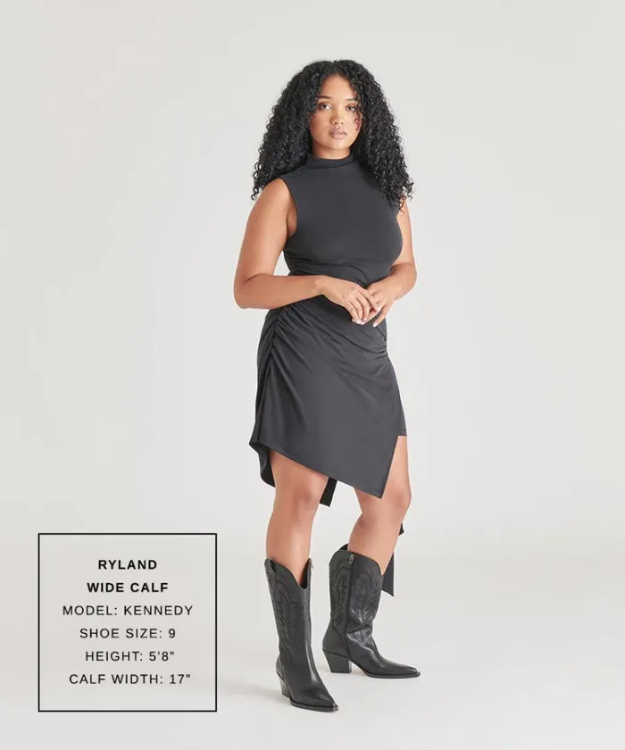 Dolce Vita Ryland Wide Calf Boots Black Leather Women Boots and Booties