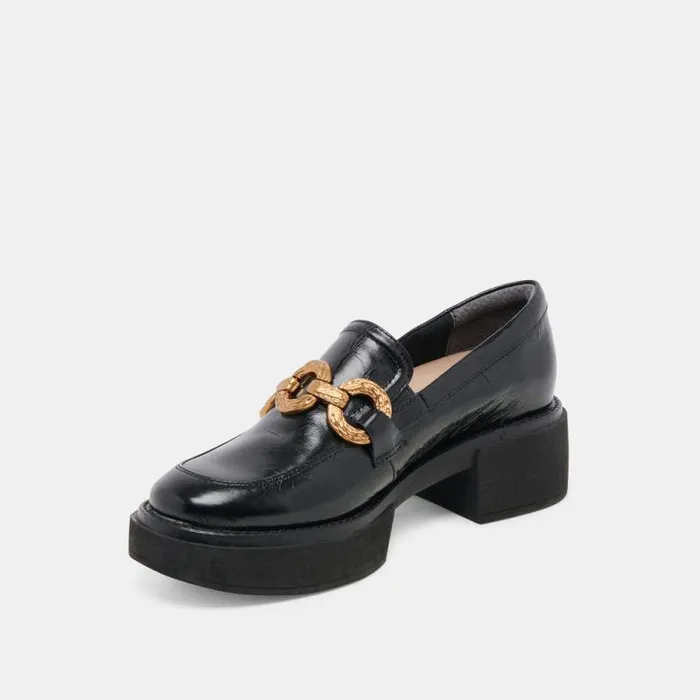 Dolce Vita Sheena Loafers Midnight Crinkle Patent Women Flats and Loafers