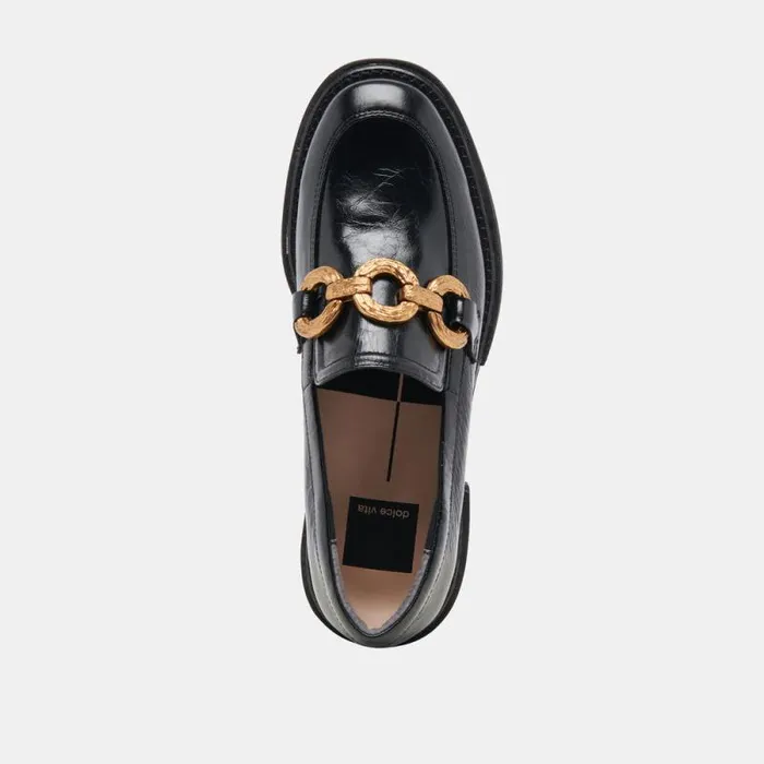 Dolce Vita Sheena Loafers Midnight Crinkle Patent Women Flats and Loafers