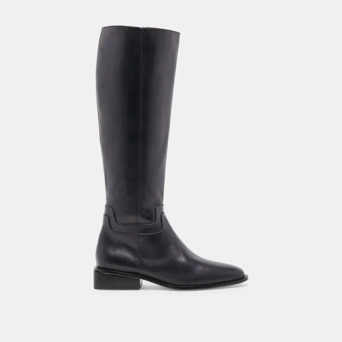 Dolce Vita Verdi Wide Calf Boots Black Leather Women Boots and Booties