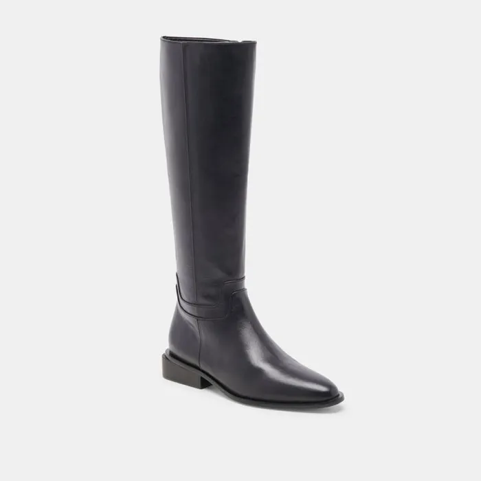 Dolce Vita Verdi Wide Calf Boots Black Leather Women Boots and Booties