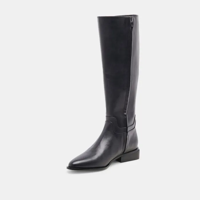 Dolce Vita Verdi Wide Calf Boots Black Leather Women Boots and Booties