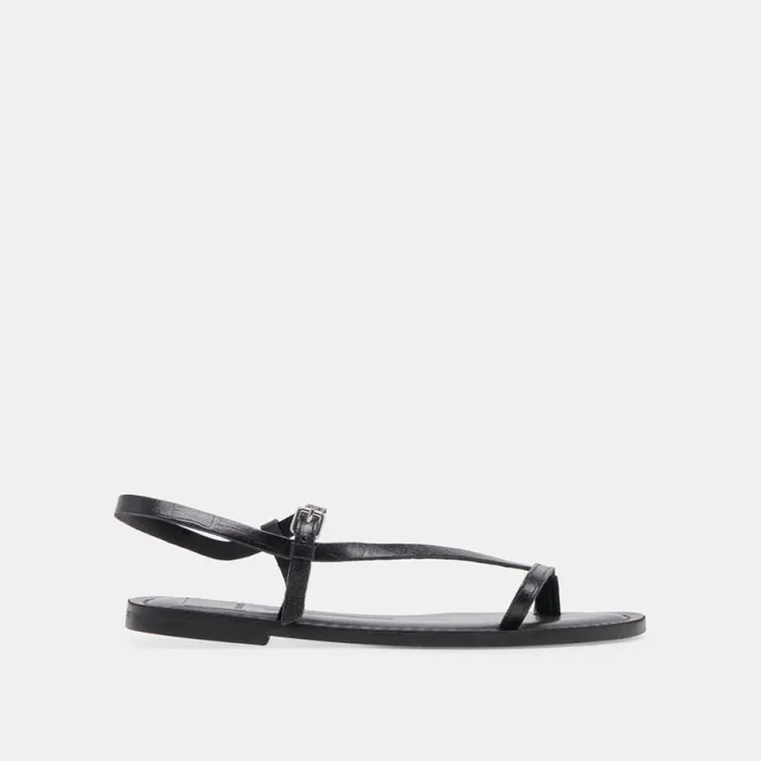 Dolce Vita Wandre Sandals Noir Embossed Leather Women Sandals