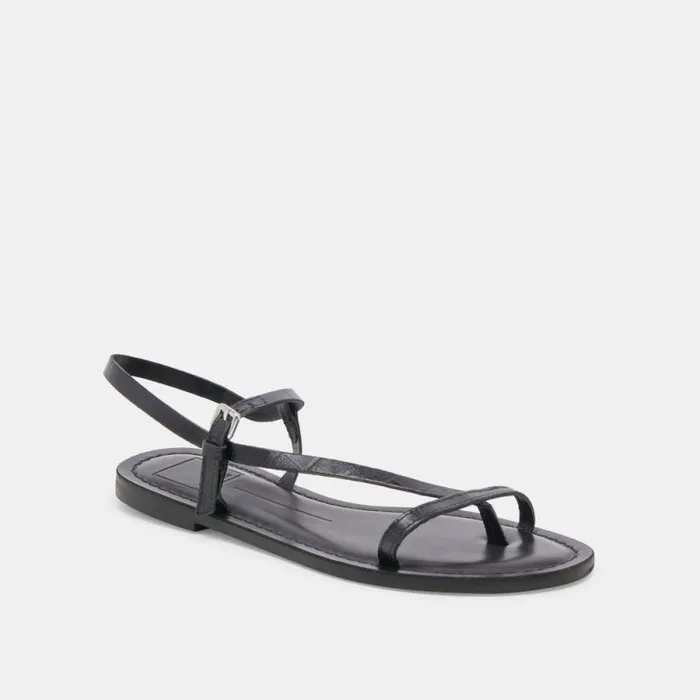 Dolce Vita Wandre Sandals Noir Embossed Leather Women Sandals