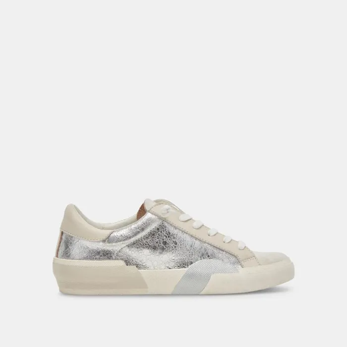 Dolce Vita Zina Sneakers Chrome Distressed Leather Women Sneakers