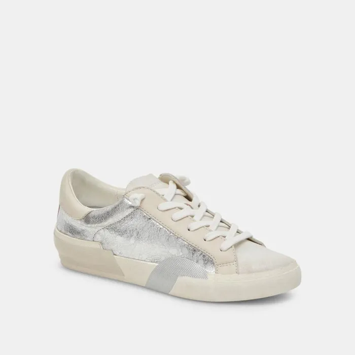 Dolce Vita Zina Sneakers Chrome Distressed Leather Women Sneakers