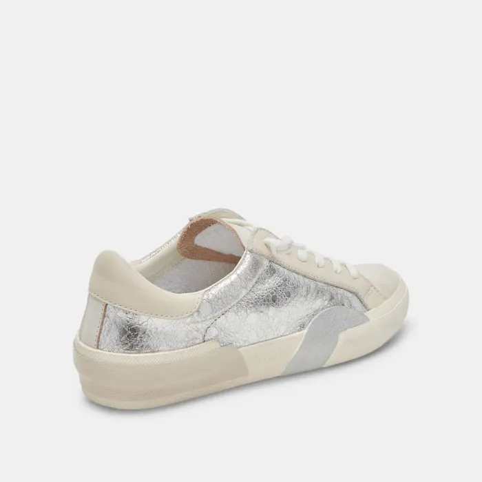 Dolce Vita Zina Sneakers Chrome Distressed Leather Women Sneakers