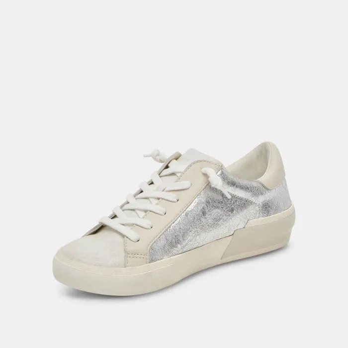 Dolce Vita Zina Sneakers Chrome Distressed Leather Women Sneakers