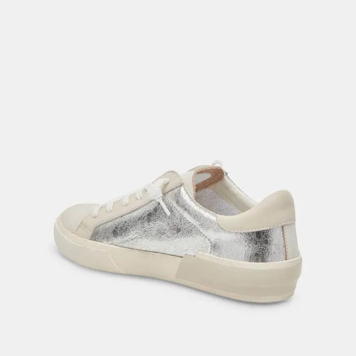 Dolce Vita Zina Sneakers Chrome Distressed Leather Women Sneakers
