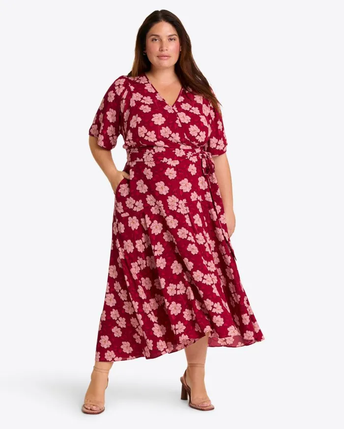 Draper James Extended Sizes Women Fiona Wrap Midi Dress In Lurex Crepe