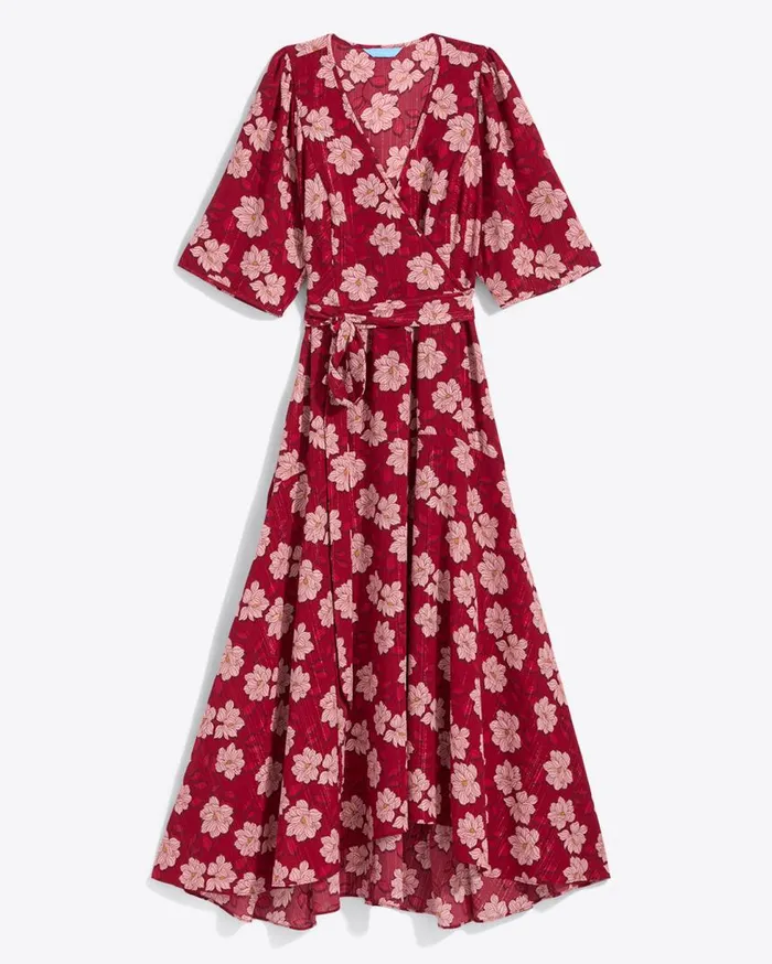 Draper James Extended Sizes Women Fiona Wrap Midi Dress In Lurex Crepe