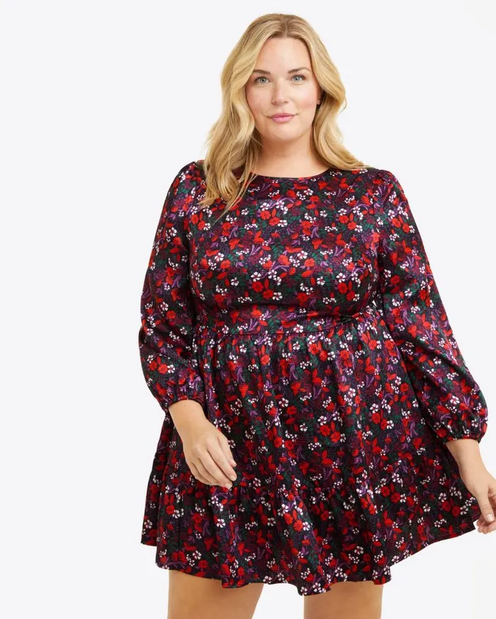 Draper James Extended Sizes Women Long Sleeve Shift Dress In Scarlet Floral