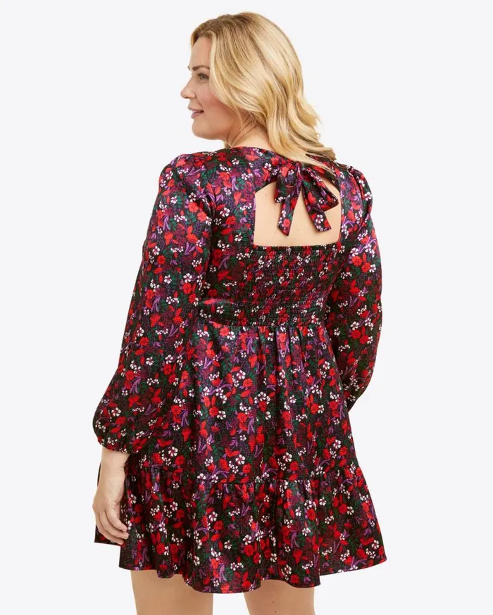 Draper James Extended Sizes Women Long Sleeve Shift Dress In Scarlet Floral