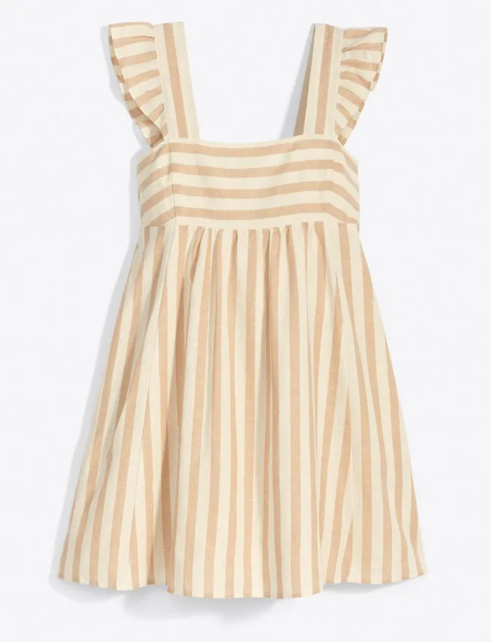 Draper James Extended Sizes Women Maddie Babydoll Dress In Camel Cabana Stripe
