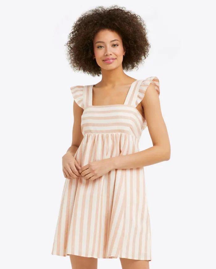Draper James Extended Sizes Women Maddie Babydoll Dress In Camel Cabana Stripe