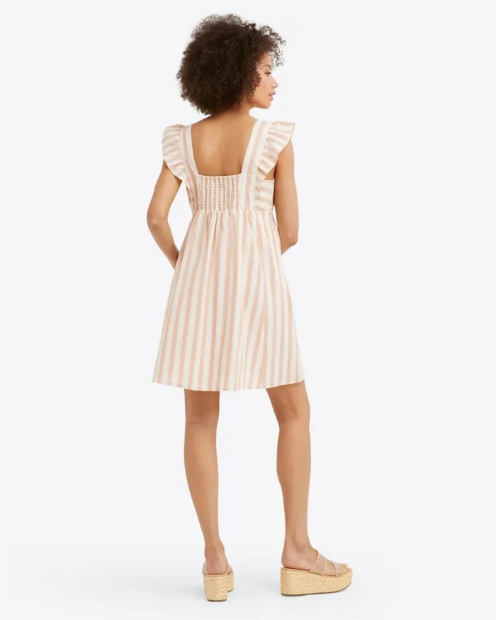 Draper James Extended Sizes Women Maddie Babydoll Dress In Camel Cabana Stripe