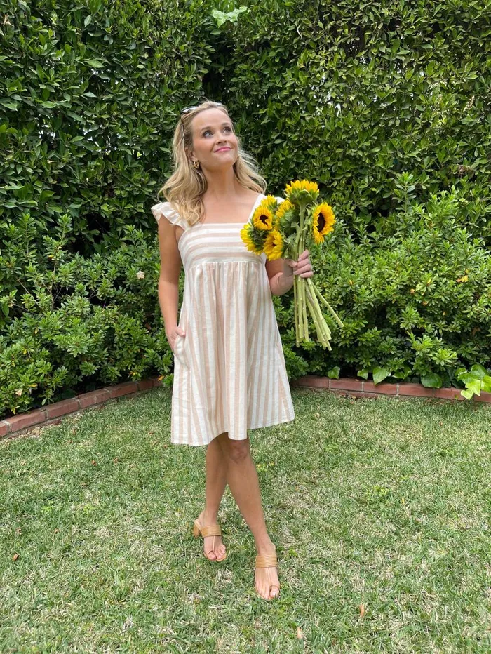 Draper James Extended Sizes Women Maddie Babydoll Dress In Camel Cabana Stripe