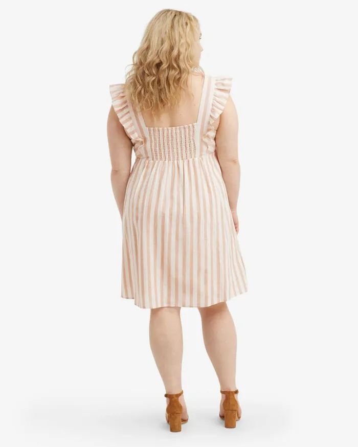 Draper James Extended Sizes Women Maddie Babydoll Dress In Camel Cabana Stripe