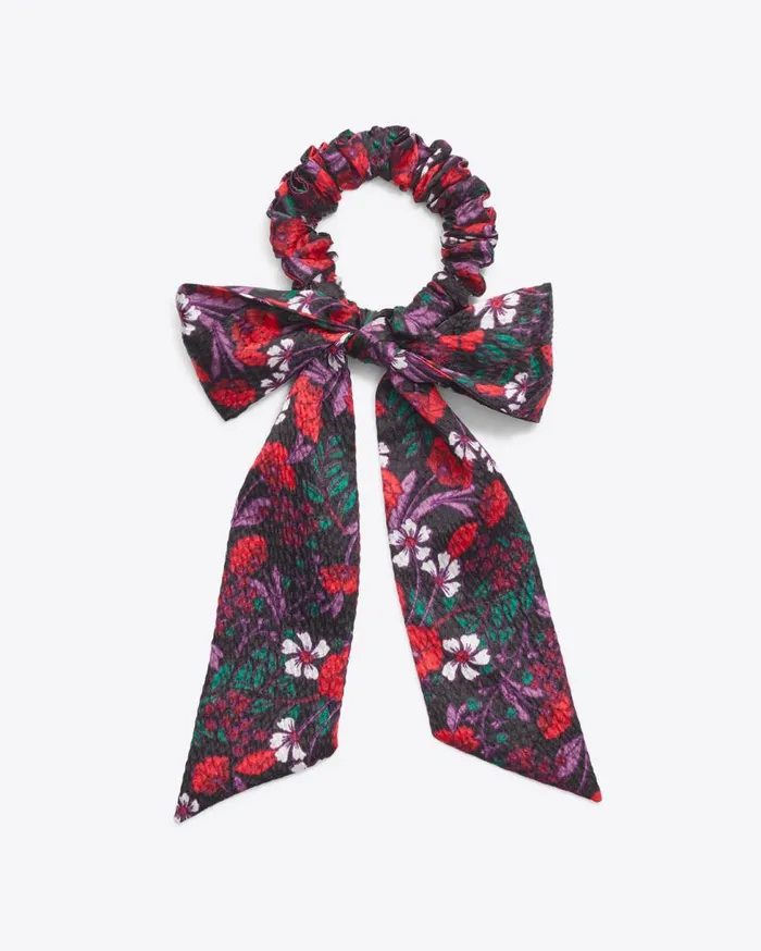 Draper James Hats and Hair Women Scarlet Floral Bow Scrunchie