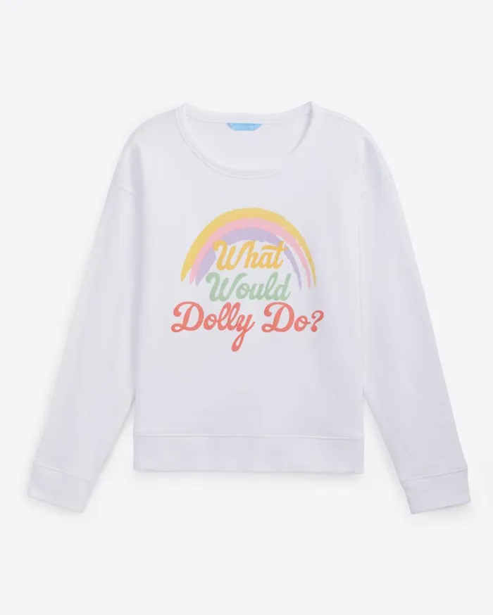 Draper James Lounge and Pajamas Women What Would Dolly Do Rainbow Sweatshirt