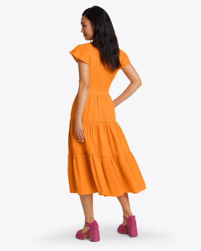 Draper James Midi and Maxi Women Lainey Midi Dress In Marigold Dobby Stripe