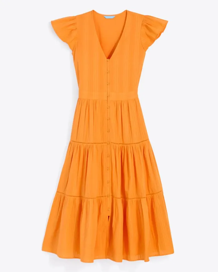 Draper James Midi and Maxi Women Lainey Midi Dress In Marigold Dobby Stripe