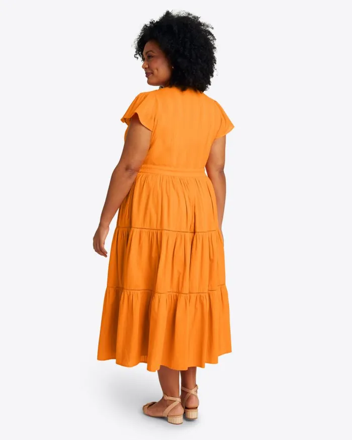 Draper James Midi and Maxi Women Lainey Midi Dress In Marigold Dobby Stripe