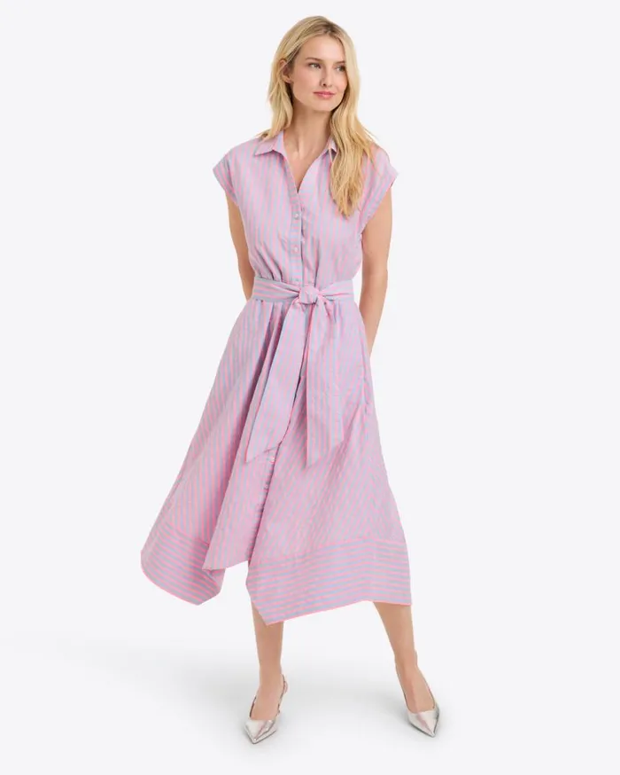 Draper James Midi and Maxi Women Trisha Handkerchief Dress In Seersucker Stripe Draper James Midi and Maxi Women Trisha Handkerchief Dress In Seersucker Stripe