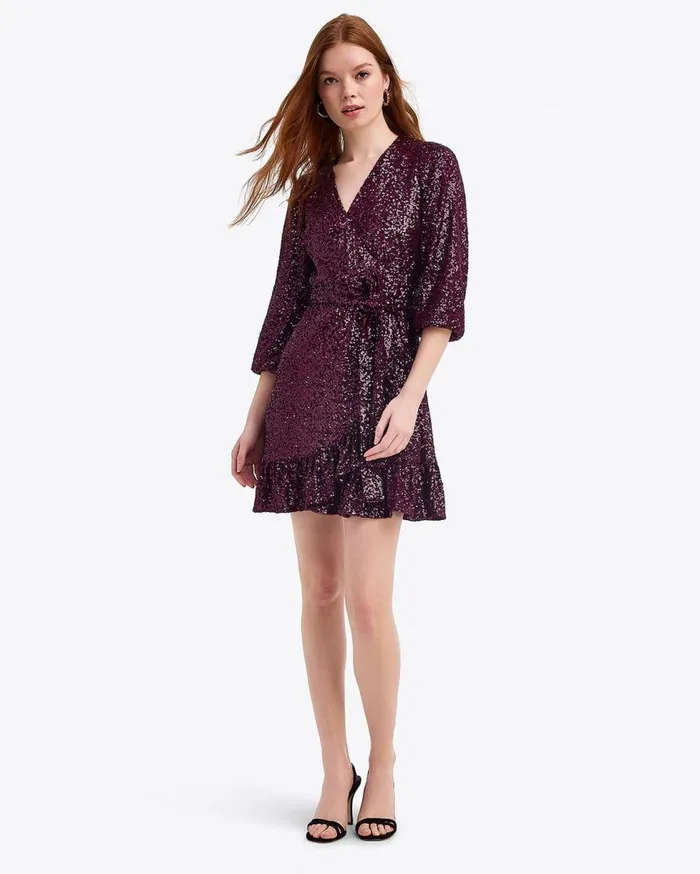 Draper James Mini Women Jordan LongSleeve Wrap Dress In Sequins