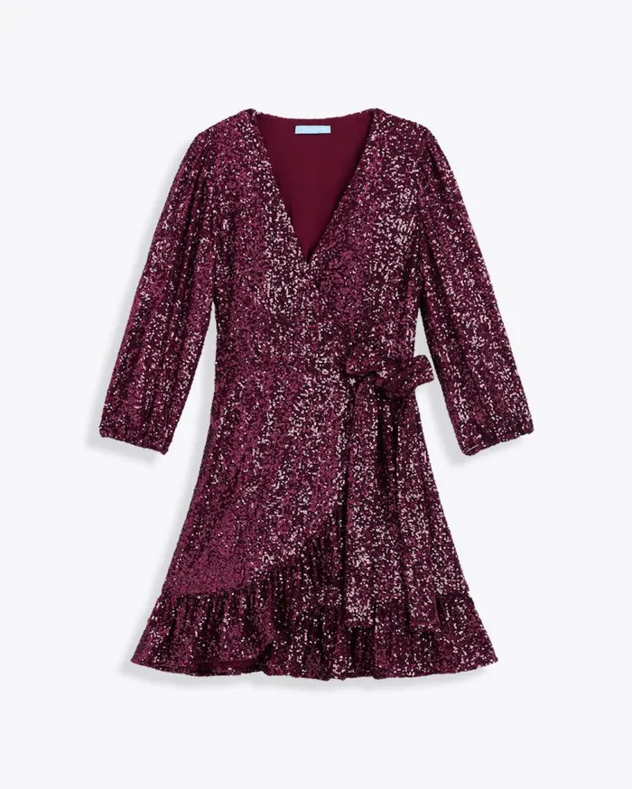 Draper James Mini Women Jordan LongSleeve Wrap Dress In Sequins