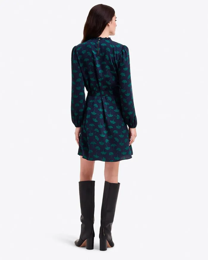 Draper James Mini Women Long Sleeve Belted Dress In Ginko Leaf